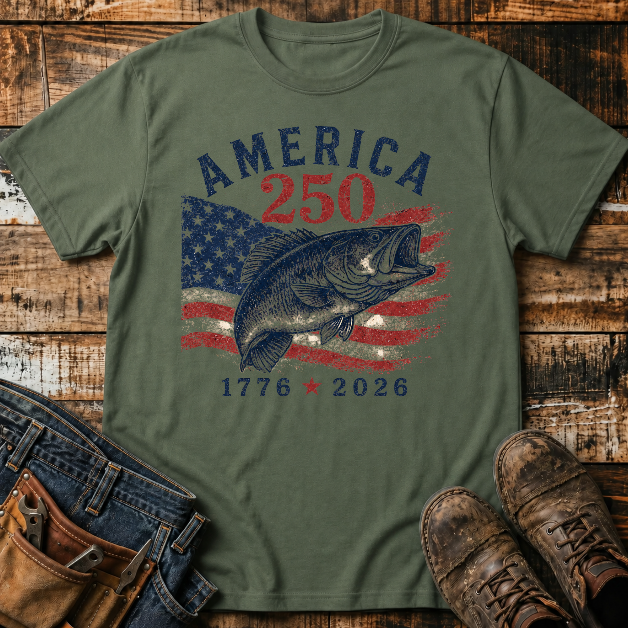 1776-2026 Flag Fish T-Shirt