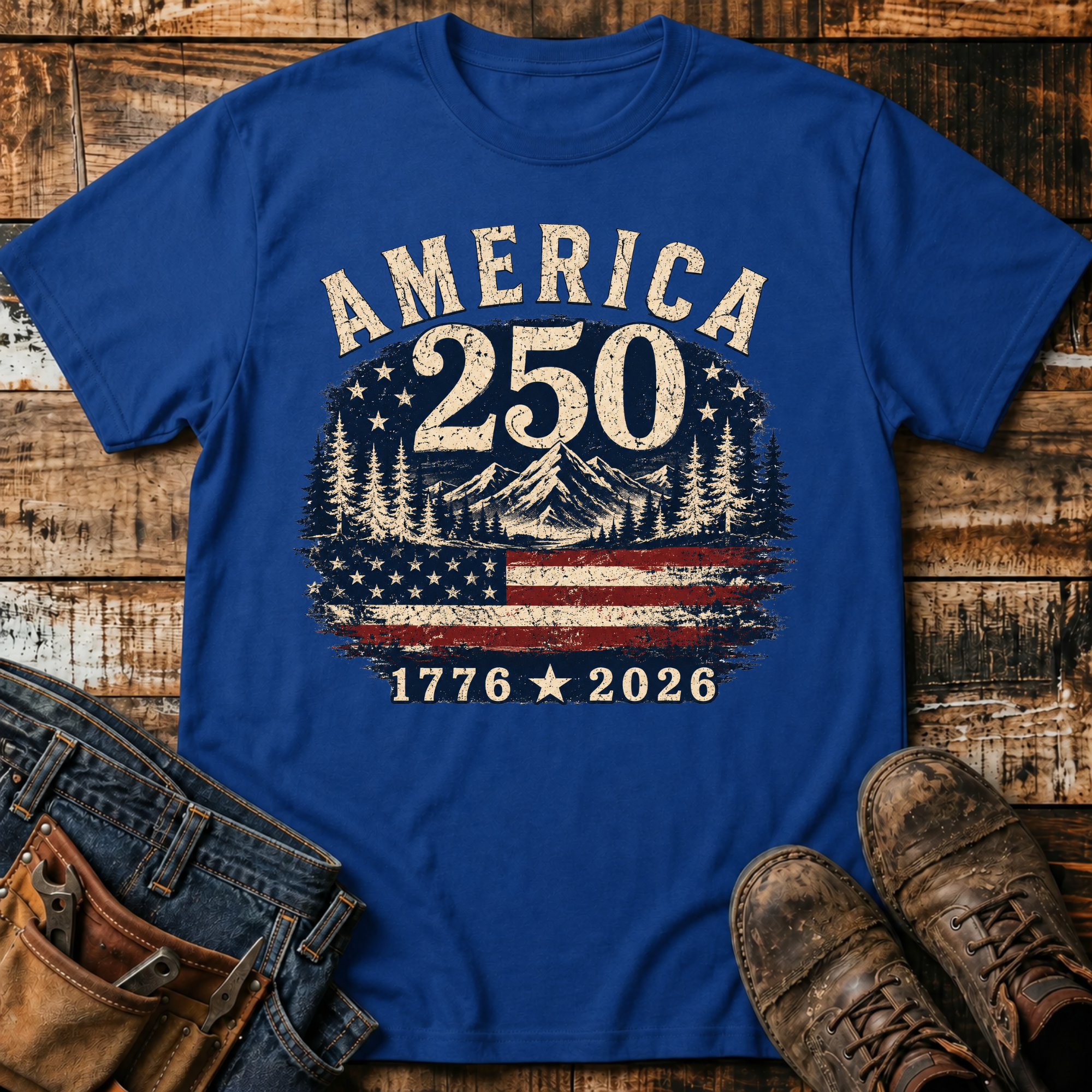 1776-2026 Mountain Flag T-Shirt