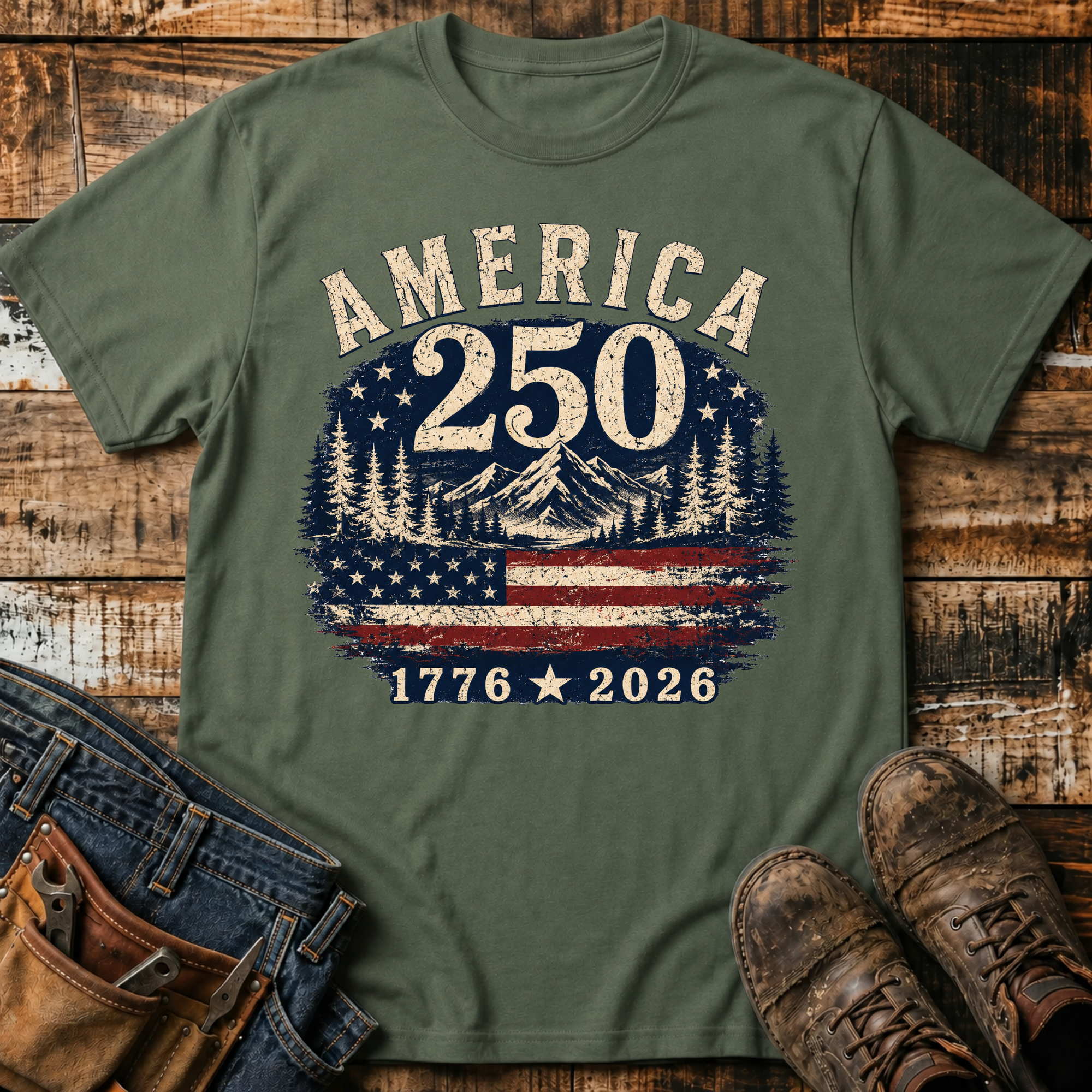 1776-2026 Mountain Flag T-Shirt