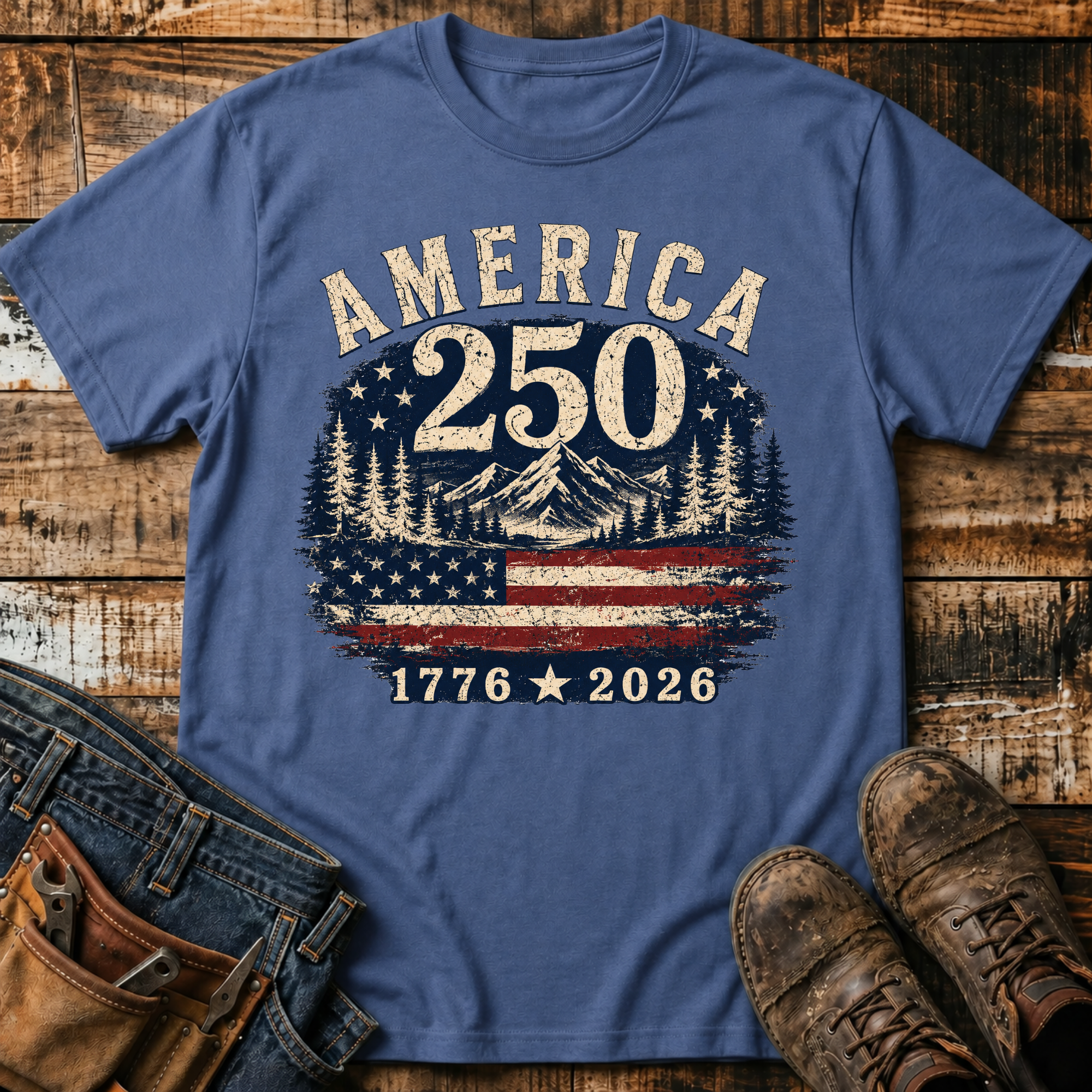 1776-2026 Mountain Flag T-Shirt