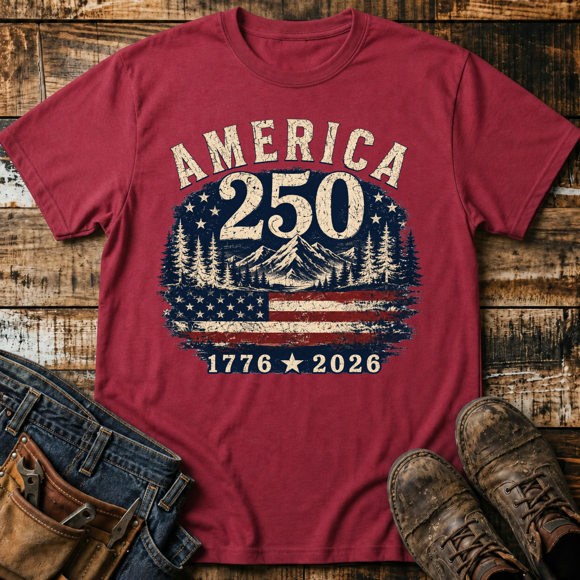 1776-2026 Mountain Flag T-Shirt