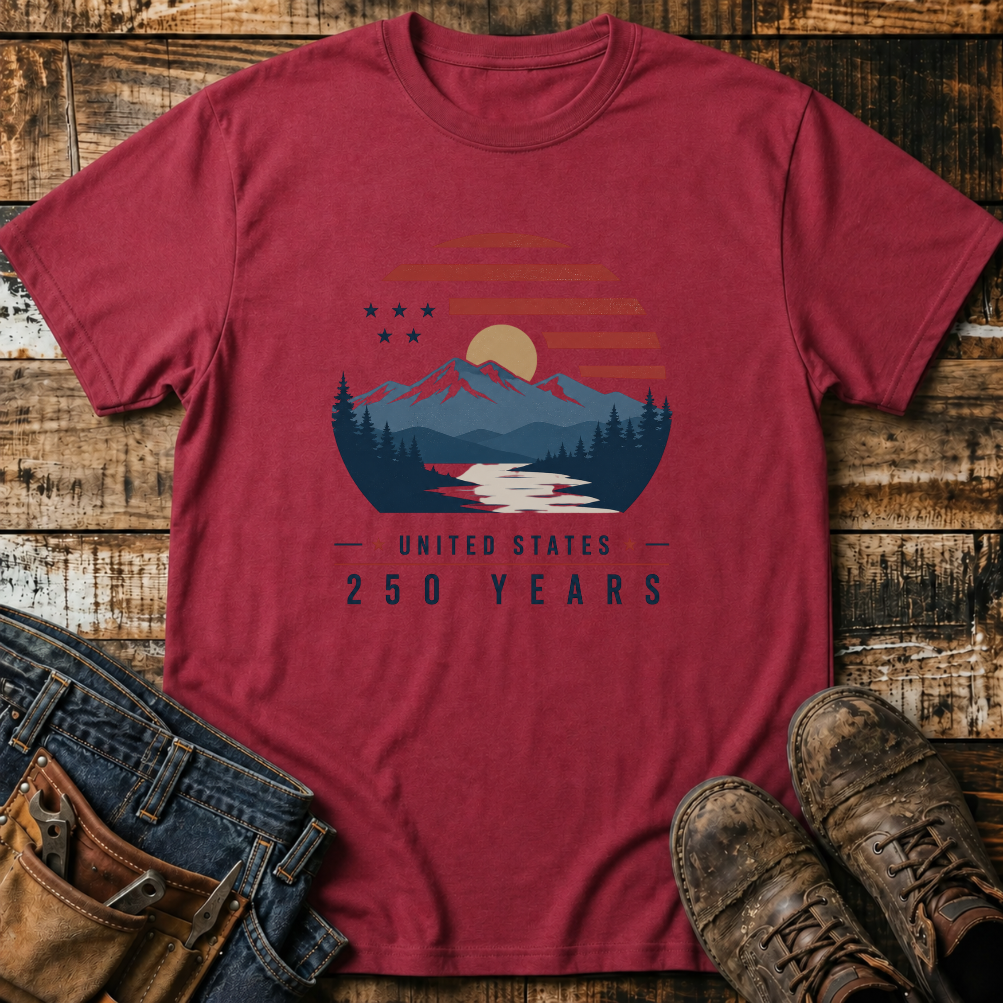 United States 250 Years Mountain Sunset T-Shirt
