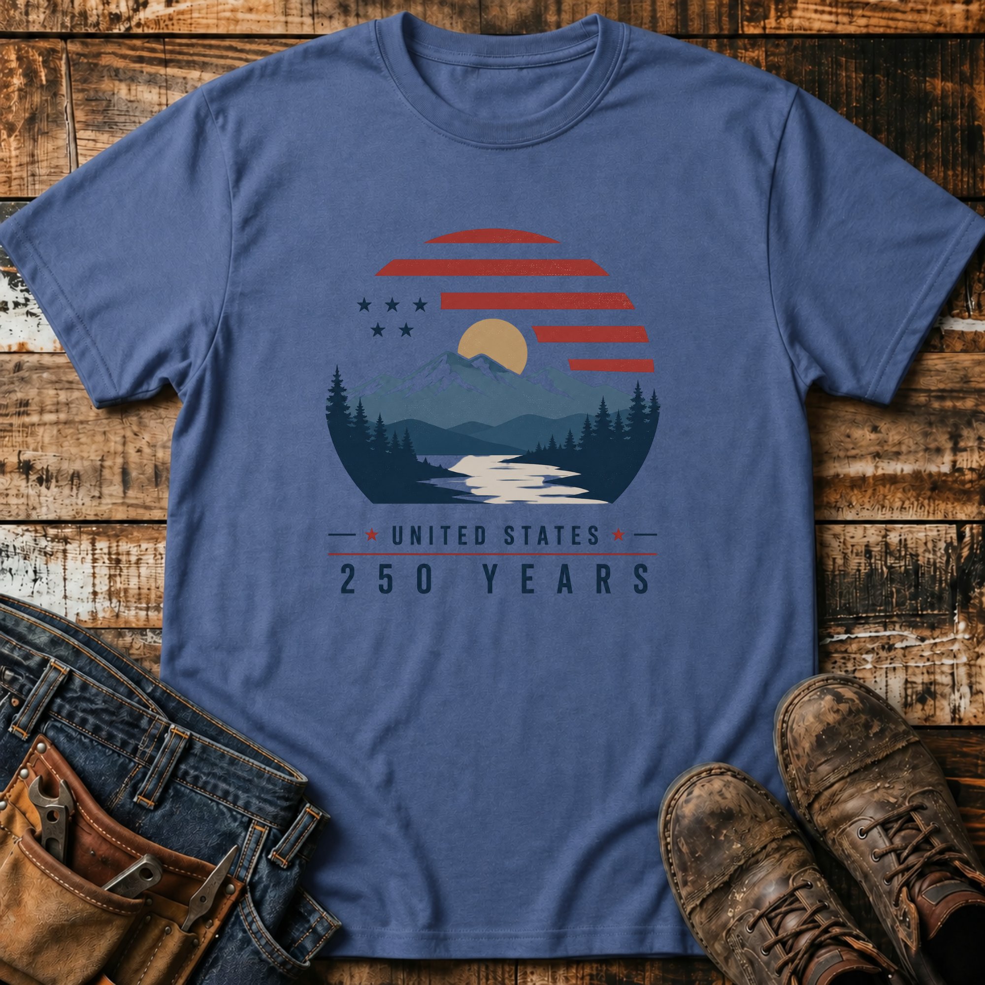 United States 250 Years Mountain Sunset T-Shirt