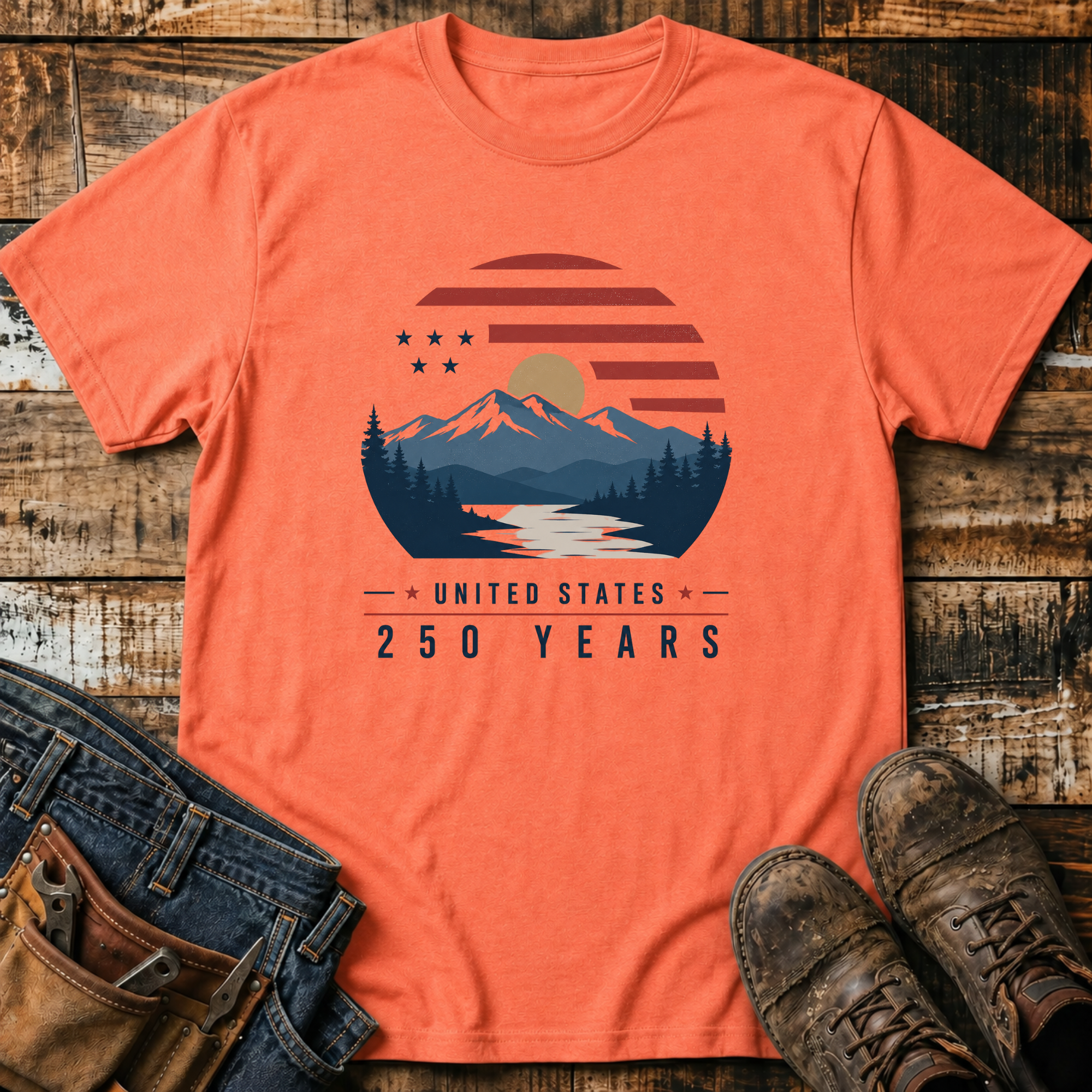 United States 250 Years Mountain Sunset T-Shirt