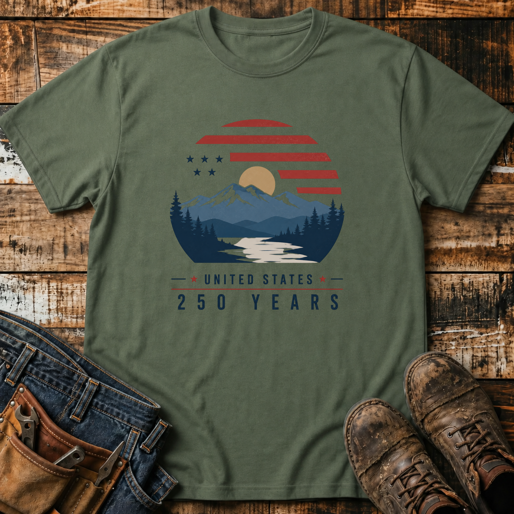 United States 250 Years Mountain Sunset T-Shirt
