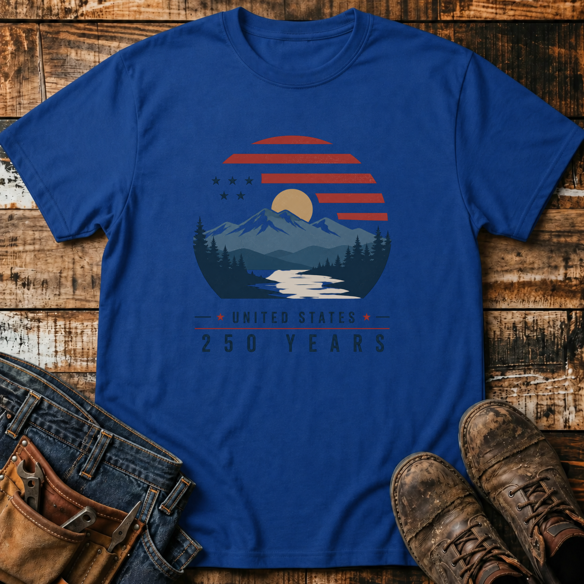 United States 250 Years Mountain Sunset T-Shirt