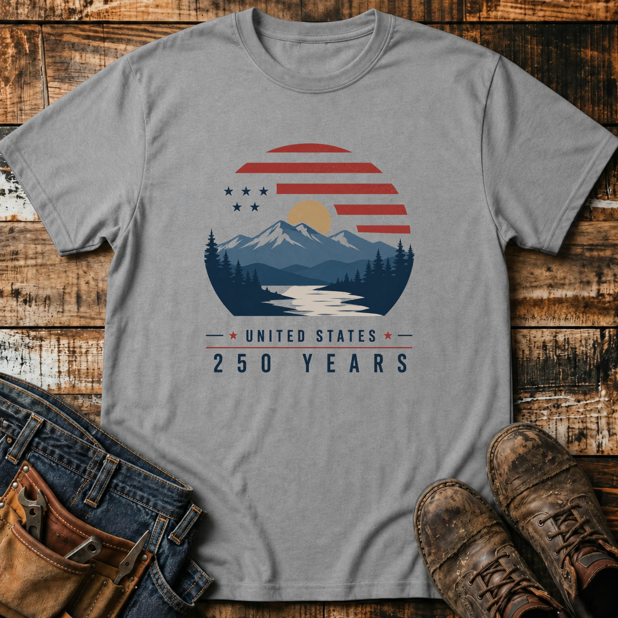 United States 250 Years Mountain Sunset T-Shirt