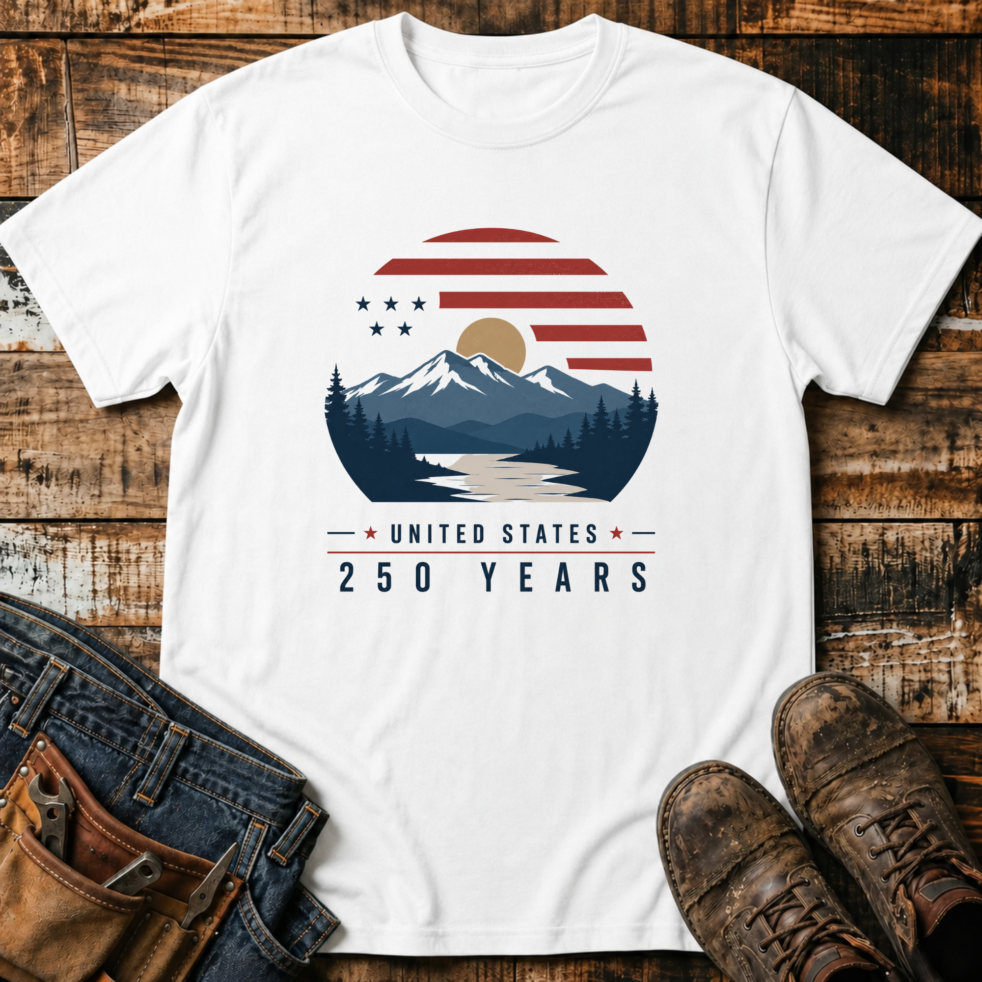 United States 250 Years Mountain Sunset T-Shirt